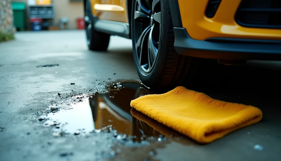 Illustration for oil puddle under car after oil change