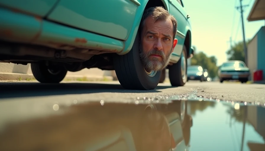 Visual context for clear oil puddle under car