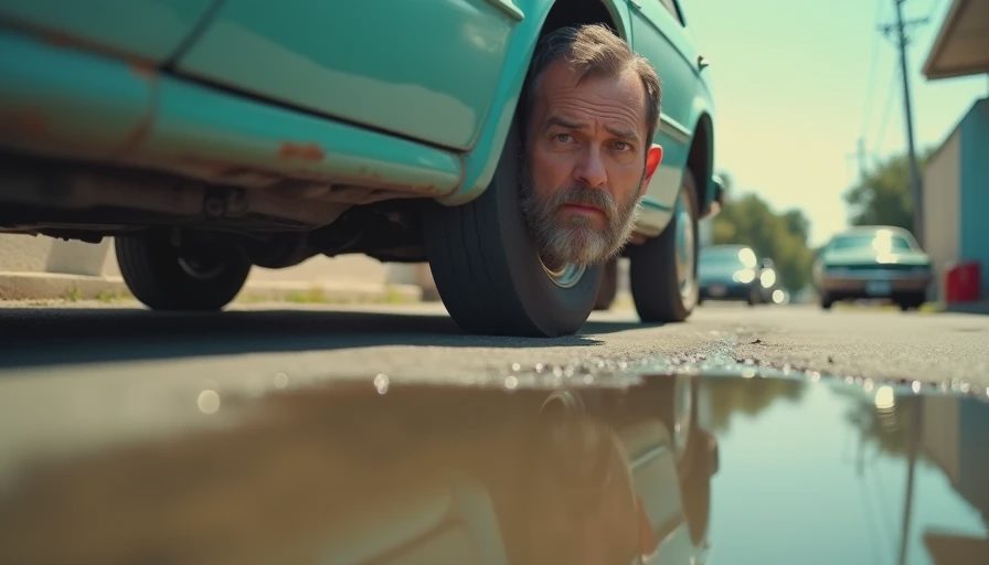 Visual context for clear oil puddle under car